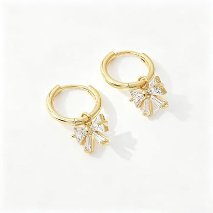 Dangle Earrings for Women, Dainty Huggie Hoop Dangle Earrings - color: Butterfly 01 Dangle Gold