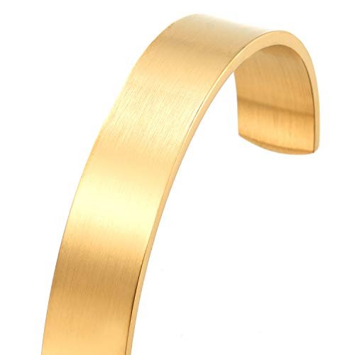 Stainless Steel Adjustable Cuff Bangle Bracelet for Men Women Minimalist - color: D-Metal Color: Gold-01