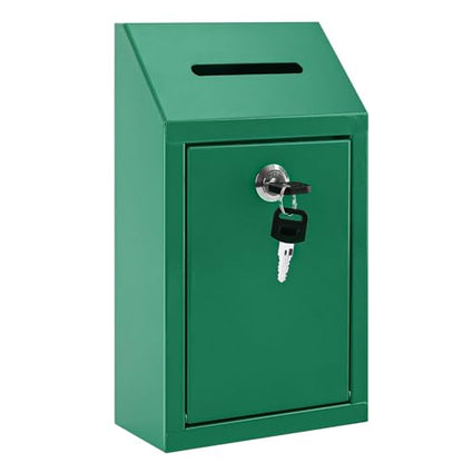 KYODOLED Cash Box for Farm Stand, Money Drop Box with Lock & Slot, Green - color: Green, size: 10.24 x 5.7 x 2.95 Inch