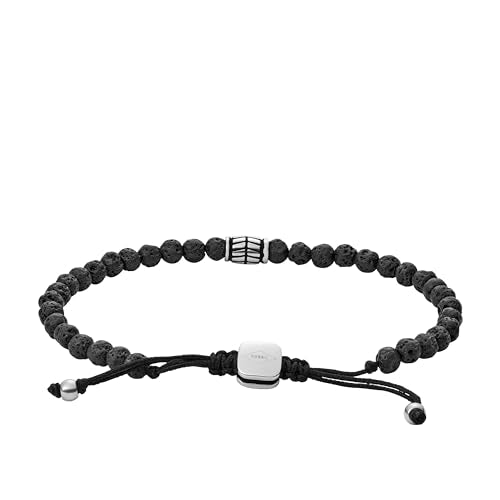 Fossil Men's Beaded Bracelet - color: Black Lava