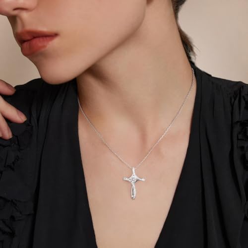 Iefil Cross Necklace for Women - Birthstone Necklace for Women Wife Her - color: 08-August-Peridot Olive Green