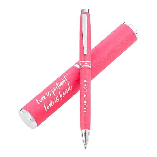 Christian Art Gifts Love Is Patient Pink Pen with Gift Case - color: Pink/Love is Patient, size: 1 Count (Pack of 1)