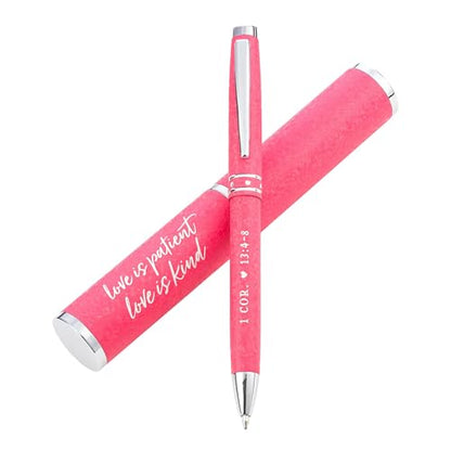 Christian Art Gifts Love Is Patient Pink Pen with Gift Case - color: Pink/Love is Patient, size: 1 Count (Pack of 1)