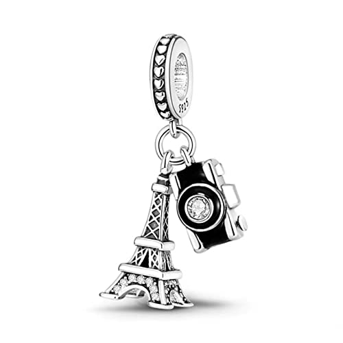 Sport Religious Charm 925 Sterling Silver Pendant,Jewelry Beads Gifts for Women Bracelet&Necklace - color: Eiffel Tower and the camera
