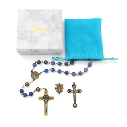 KOMI 8mm Natural Stone Beads Rosary Necklace Rosarios Catolicos Para Mujer Catholic Rosary Beads for Women Christian Gifts - style: Rosary-7
