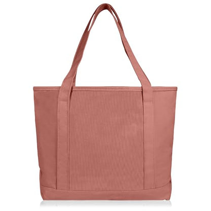 DALIX 20" Solid Color Cotton Canvas Shopping Tote Bag in Dusty Rose - color: Dusty Rose