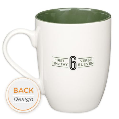 Christian Art Gifts Inspirational Ceramic Coffee & Tea Scripture Mug for Men - color: White & Green/Man of God, size: 12 Ounces