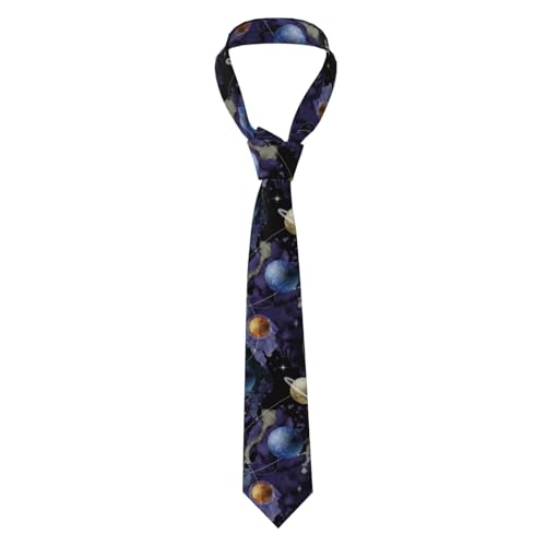 Men's Neckties, Novelty Printed Skinny Tie for Work Casual Party - color: Planet