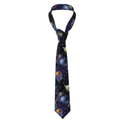 Men's Neckties, Novelty Printed Skinny Tie for Work Casual Party - color: Planet