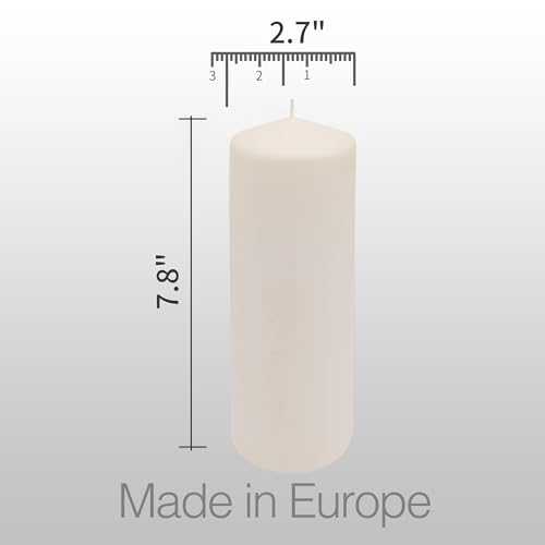 HomeLights Pillar Candles - 2.7x8 inch | 80 Hours Burning, 6 Count - White Unscented Smokeless European Pillar Candles - Perfect for Wedding, Parties, Spas, Home Gatherings and Dinner - size: 27X78P