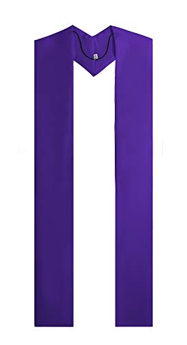 IvyRobes Unisex Adults Overlay Plain Clergy Stole 94"-4 Colors Available - color: Purple
