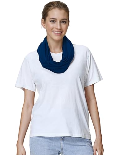 Lina & Lily Premium Modal Jersey Knit Women's Infinity Scarf Loop Lightweight - color: Indigo Blue