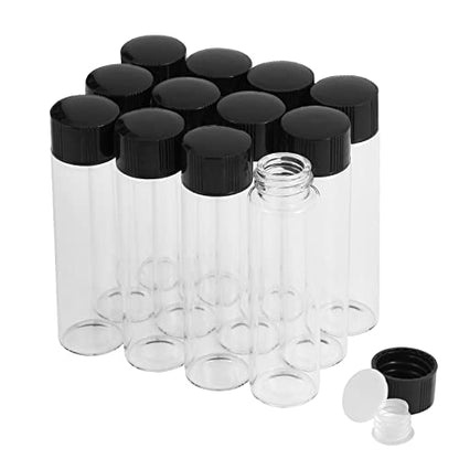 12PCS 20ml Clear Glass Small Vials with Screw Caps & Plastic Stoppers - size: 20ml