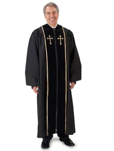 Autom Men's Ivory Pulpit Robe - color: Black/Gold, size: 59 XL 6' - 6'5" Height. 59" Back Length. 34" Sleeve Length