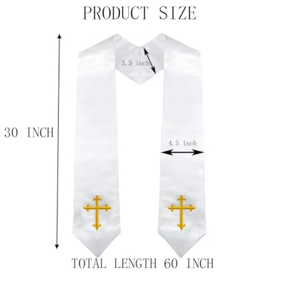 Clergy Stole & Choir Stole with Cross Embroidery 60'' (Pink) - color: White