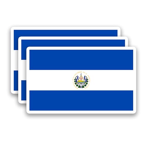 (3Pcs) El Salvador Flag Stickers – Salvadoran National Flag Vinyl Decals - color: El Salvador