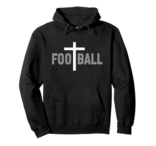 Football Christian Cross Men Boys Pullover Hoodie - color: Black, size: Medium