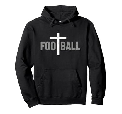 Football Christian Cross Men Boys Pullover Hoodie - color: Black, size: X-Large