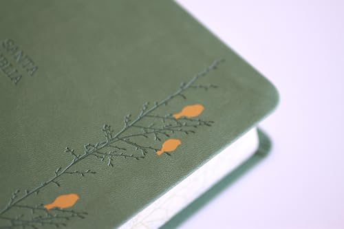 Biblia RVR 1960 Letra gigante símil piel verde con pájaros (Edición cantos pintados) / Spanish Bible RVR 1960 Giant Print Handy Size Leathersoft Green (Spanish Edition)