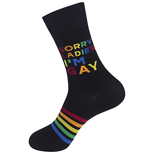FUNATIC Socks with Funny and Profane Sayings, Sarcastic Gift for Men Women - color: Sorry Ladies, I’m Gay