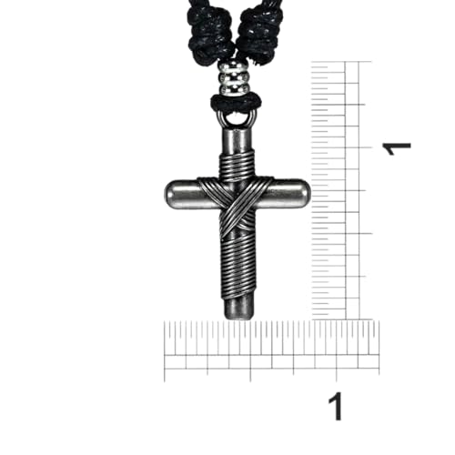 BlueRica Wrapped Cross on Adjustable Cord Necklace - color: Black
