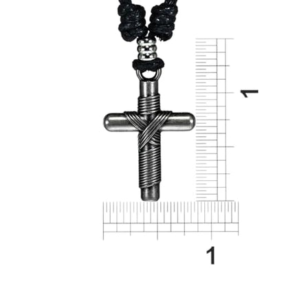 BlueRica Wrapped Cross on Adjustable Cord Necklace - color: Black
