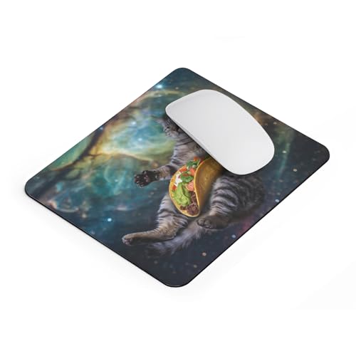 Mousepad Funny Cat Taco Space Galaxy Humor Cute Cat Floating with Taco Cosmic Desk Accessory Colorful Office Computer Mouse pad Son Gift Mexican Food Taco Lover Presents - color: Cat Taco