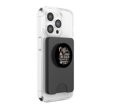 Coffee Gets Me Started Jesus Keeps Me Going Christian Church PopSockets PopWallet for MagSafe - style: Magnetic PopWallet