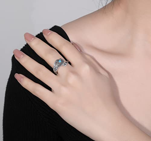 Sterling Silver Open Adjustable Ring Wrap Stack Statement Jewelry Gift - color: I love you to the moon and back