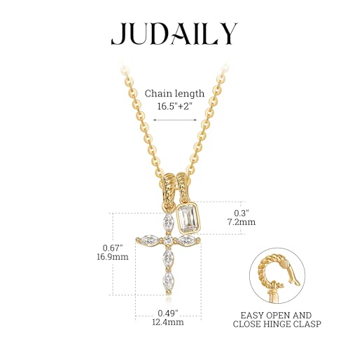 Gold Cross Necklace for Women: 14K Gold Plated Dainty Cross Pendant Non-Tarnish Necklace, Faith Crucifix Chain Jewelry, Elegant Religious Gifts - style: Pear-shaped Cross