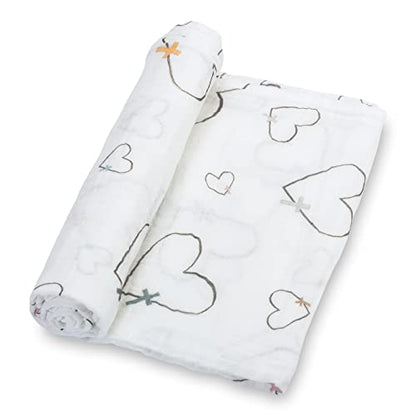 LollyBanks Muslin Swaddle Blanket, 47 x 47 in, Newborn Receiving Blanket - color: The Love of Christ