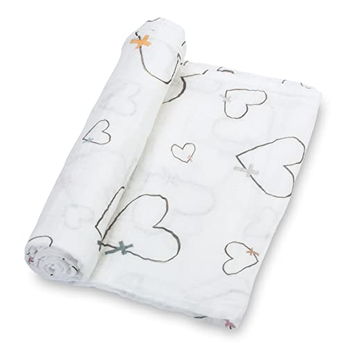 LollyBanks Muslin Swaddle Blanket, 47 x 47 in, Newborn Receiving Blanket - color: The Love of Christ