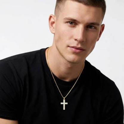 14K Gold Plated Cross Pendant Necklace Christian Jewelry Religious Gift - color: A03-Cross Gold Opal