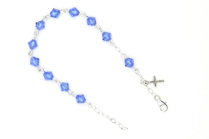 Catholic Communion Rosary Bracelet Created with Swarovski® Crystals, Glass - color: Sapphire - September