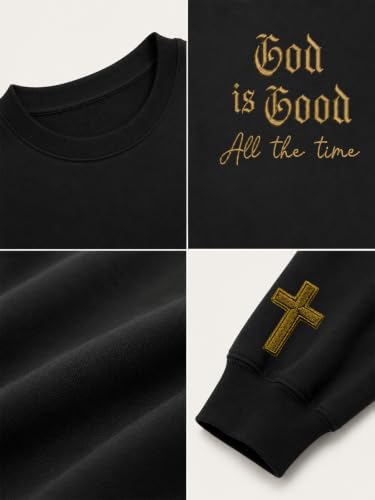 Eatbook Christian Sweatshirts for Women Jesus Long Sleeve Pullover Tops - color: Black-cross, size: Small