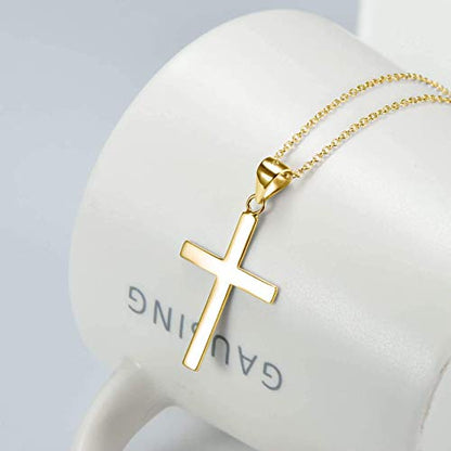 POPLYKE Cross Necklace 925 Sterling Silver Cross Pendant for Men Women - style: C-18" Gold Plated