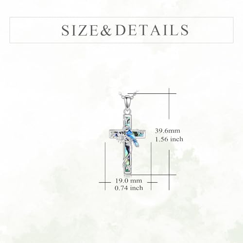 YFN Cross Necklace Sterling Silver Religious Cross Pendant Jewelry Christian Gifts for Women Men - style: F. Blue Jay