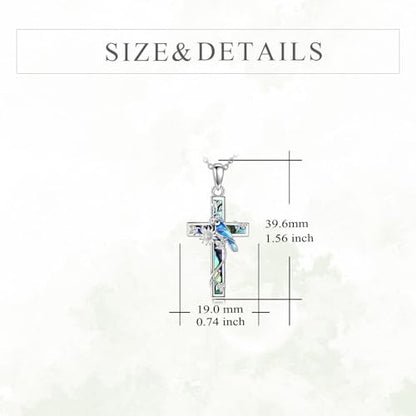 YFN Cross Necklace Sterling Silver Religious Cross Pendant Jewelry Christian Gifts for Women Men - style: F. Blue Jay