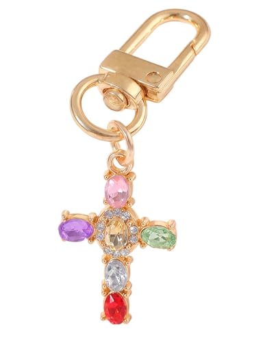 Cross Keychain for Men,Jesus Key Chain Christian Car Key Accessories，Easter Christmas Religious Gift,Purse Bag Charms - color: Colorful 1