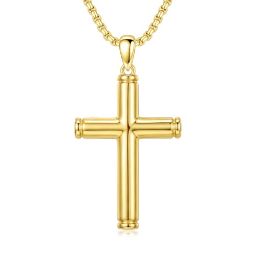 14K Gold Plated Cross Pendant Necklace Christian Jewelry Religious Gift - color: A09-Cross Gold
