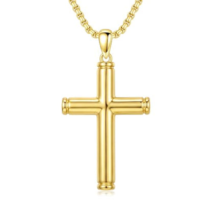 14K Gold Plated Cross Pendant Necklace Christian Jewelry Religious Gift - color: A09-Cross Gold