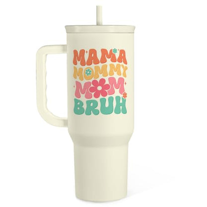 Mom Tumbler with Handle 40oz, Mama Mommy Mom Bruh Cup Stainless Steel Insulated Tumblers Coffee Travel Mugs, Gifts for Moms from Daughter Son, Best Mother Gift for Birthday Christmas Mothers Day - color: Mom 2