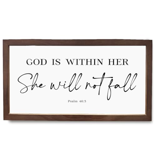 God is Within Her She Will not Fall Psalm 46:5 Christian Wall Art, Bible Verse Wood Signs, Christian Decor, Inspirational Wall Decoration, Religious Artwork for Metope Decor - color: Psalm 46:5