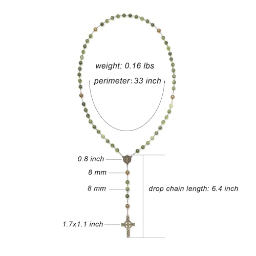 KOMI 8mm Natural Stone Beads Rosary Necklace Rosarios Catolicos Para Mujer Catholic Rosary Beads for Women Christian Gifts - style: Rosary-3