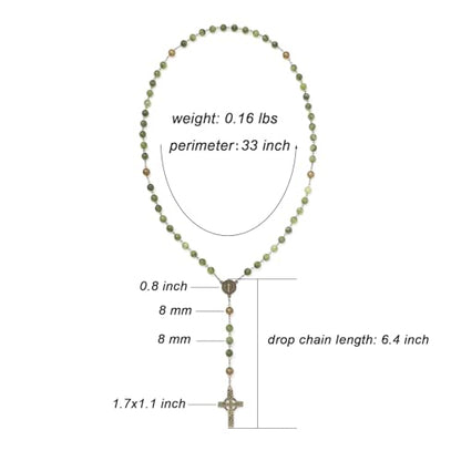 KOMI 8mm Natural Stone Beads Rosary Necklace Rosarios Catolicos Para Mujer Catholic Rosary Beads for Women Christian Gifts - style: Rosary-3