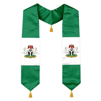 Class of 2026 Graduation Stole Flag Sash with Gold Tassels 72 Inch for High School College University Ceremony - color: Nigeria