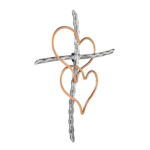Wall Cross Heart Metal Crosses Religious Wall Art for Wall Hanging
