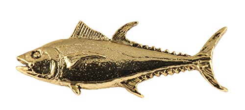 Bluefin Tuna Fish Pin, Pewter, Lapel, Hat, Pins, Brooch, Brooches, Jewelry, Gift, Handmade in the USA, 200 Fish Designs Available. S009Z - color: Gold Plated