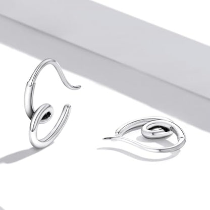Silver Plated Hoop Earrings for Women Infinity Angel Feather Pearl Turquoise Cross Star Huggie Ear Buckles Hypoallergenic Posts Dainty Jewelry Gift - color: Silver Gold Heart