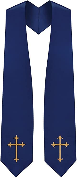 CLERKMANS Choir Stole with Crosses - color: Navy Blue